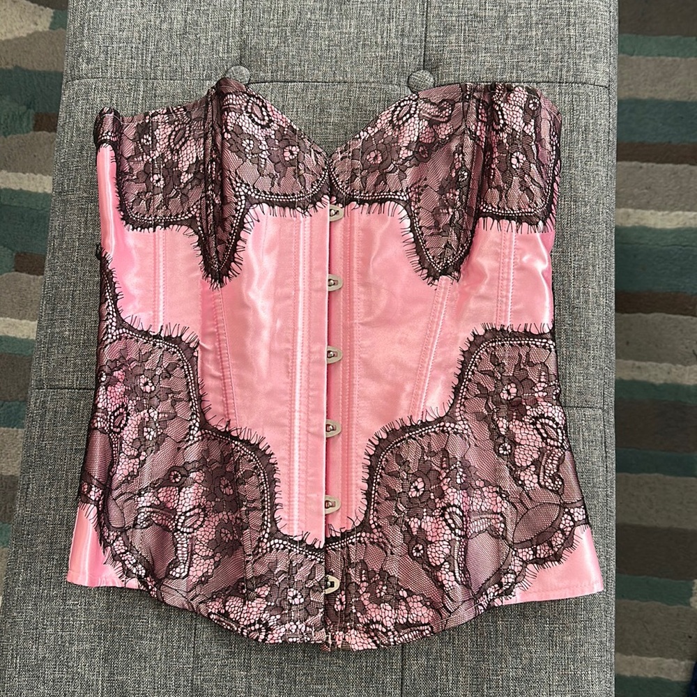 Pink and black corset